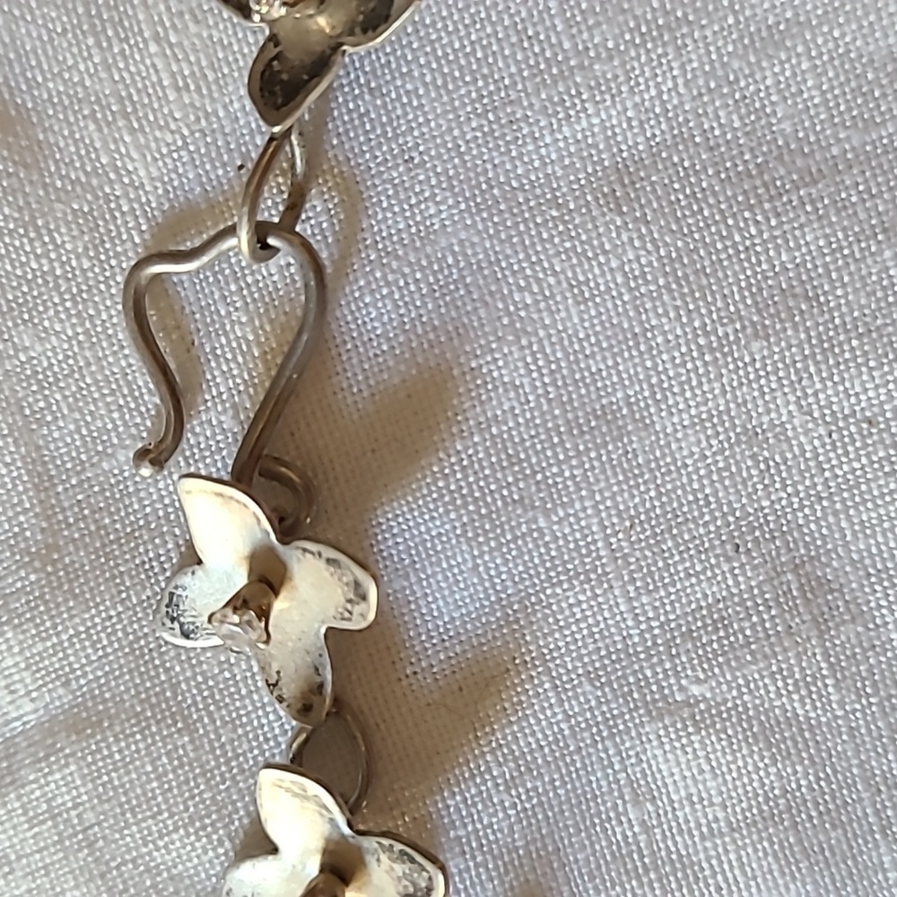Sterling Silver & Crystals Hand Crafted Choker Necklace - Circum15" - Picture 4 of 6